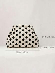 Knitted Polka Dot Clutch Bag, Black And White Cloud-Shaped, Lightweight Spring/Summer Style, Portable Design Suitable For Commuting, Dating And Shopping, Ideal For Students, Office Workers And Daily Outings - Beige - View 5