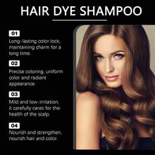 Hair Dye Shampoo, Hydrating Formula With Ginseng Extract, Reishi Extract, Black Sesame Seed Extract,  Strengthen & Repair Dry Damaged Hair, Scalp Care For Daily Use - 淺棕色 - 查看 4