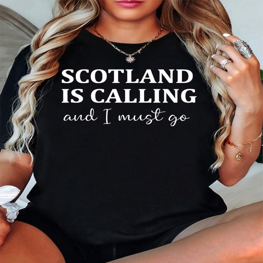 Camiseta de recuerdo estamp para vacacionar en Escocia, Reino Unido Tallas S-XXXL - Negro - Ver 1