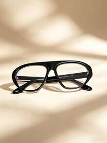 1 chiếc gọng kính phi công cổ điển thường ngày cho nữ, gọng nhựa polycarbonate màu đồi mồi và đen trơn, tròng kính trong suốt, nhẹ, ôm sát, phù hợp đi làm văn phòng hàng ngày, kèm hộp kính - Nhiều màu - Xem 6