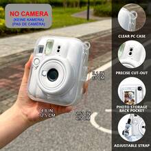 Camera Case For Fujifilm Instax Mini 13 Instant Camera, Mini 13 Camera Protective Case,PC Color Clear Hard Case For Travel With 2 Picture Frames 2x3/10 DIY Stickers/Strap (No Camera) - View 2