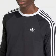 Adidas Clover 3S LS TEE Men's Sports Crew Neck Long Sleeve T-Shirt - Black - View 4