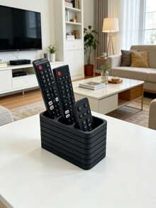 Living Room/Bedroom Media Control Holder Storage Rack - Decorative Remote Control Organizer With Storage Space - No Power Required, Easy To Use, Durable Plastic Storage Box, Holds 1/2/3 Remotes - Multicolor - View 2