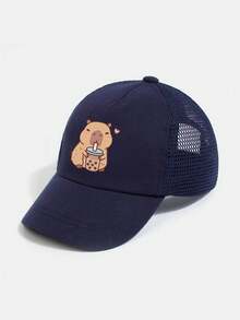 1 Buah Topi Baseball Balita, Motif Capybara Minum Teh Boba, Bagian Belakang Jaring, Topi Matahari Bernapas, Topi Trucker yang Dapat Diatur untuk Anak Laki-laki dan Perempuan, Aktivitas Luar Ruangan Musim Panas - 1PC - View 9