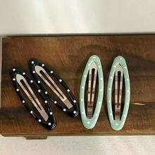 Minimalist Oval Embellished Hair Clip, Simple Side-Parted Bangs Hair Clip, Casual Solid Color Hair Accessory, Suitable For Summer, Vacation, Travel, Designed For Women. - Multicolor - View 11