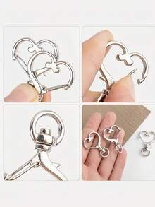 20/80 piezas/Juego Anillos de llave con gancho giratorio en forma de corazón - (10 piezas Llaveros + 10 piezas Anillos de llave) Accesorios para hacer llaveros, Accesorios para hacer joyas, DIY - Multicolor - Ver 6