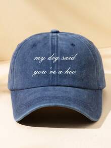 1pc Men's & Women's Spring/Summer/All-Season Sun Protection Black & Multi-Color "My Dog Said" Print Outdoor Casual Fashion Adjustable Size Washed Baseball Cap Dad Hat, Versatile Minimalist Style For Daily Wear, Fishing, Gift - A - View 6