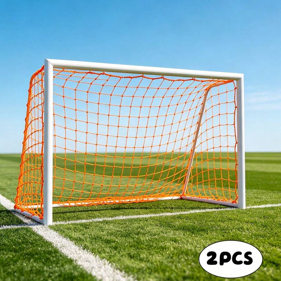 2 buah Jaring Sepak Bola, Tanpa Gawang, Ukuran Standar 5 Lawan 5, Warna Oranye Unik, Bahan PE Berkualitas Tinggi, Tahan Lama dan Kokoh, Cocok untuk Latihan Sepak Bola, Dapat Digunakan Sebagai Hadiah Liburan