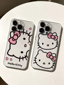 SANRIO 2pcs HelloKT Cat Magic Cube Precision Hole Anti-Drop Apple Phone Case - Clear - View 1
