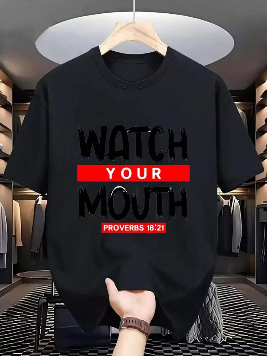 New Versatile And Stylish Short-Sleeved Casual Shirt, 100% Cotton, Printed - Men's Casual T-Shirt With A Custom Design Featuring Motivational Phrases And Warnings. Made With Breathable Polyester Fabric, Regular Fit For Everyday Wear, Suitable For Urban Sports, Simple And Modern, Comfortable And Versatile - Unisex. - 黑色 - 查看 1