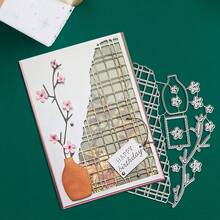 1pc Creative Grid & Vase Metal Die Cut Template, Scrapbook Embossing Template, Handmade Card Decoration Cutting Mold, Gift Card Making - Grid - View 6
