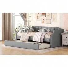 90 X 200(190) DAY Beds, Upholstered Single Daybed With Rollaway Bed - Grey - View 7