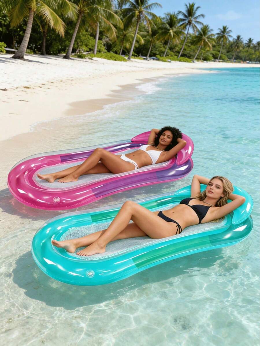 Inflatable Pool Floating Lounge Chair, Mesh Water Hammock Raft (Suitable For Adults), Comfortable Pool Floating Bed With Headrest, Relaxing Fun For Summer Beach And Pool Parties
