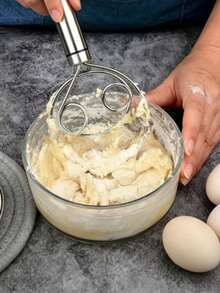 1/2pcs Stainless Steel Handheld Dough Mixer With Ergonomic Handle - Dough Scraper, Dual-Hole Quick Mixing Tool, Suitable For Cooking, Mixing And Beating Eggs, Kitchen Gadgets And Baking Tools, Suitable For Restaurants, Food Trucks - Multicolor - View 6