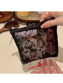 SANRIO Hello Kitty 网眼化妆包，可爱透明拉链化妆袋，带骨头吊坠，大容量化妆品收纳包，防污染化妆包，可爱旅行洗漱包，适合女孩和女士 - 彩色 - 查看 20