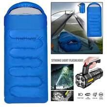 3-4 SEASON SINGLE SLEEPING BAGS CAMPING RECTANGULAR ENVELOPE ZIP UP KIDS ADULT - 藍色 - 查看 7