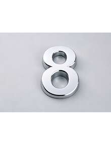1pc 0-9 Self-Adhesive Durable Door Number Plate, Business Style Silver High-Gloss 3D Detailed Signage Suitable For Hotels, Mailboxes - House Number - View 5
