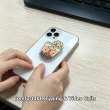 1pc Cute Cartoon Liquid Sand Cushion Phone Case With Kickstand, Retractable And Foldable, Suitable For Desktop, 360° Rotating Hands-Free Viewing Accessory - Multicolor - View 4