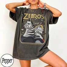 Disy Zebos Horse Signatures Zoopia T-Shirt, Retro Zootropolis Disy Tee, WDW Di - 黑色 - 查看 1