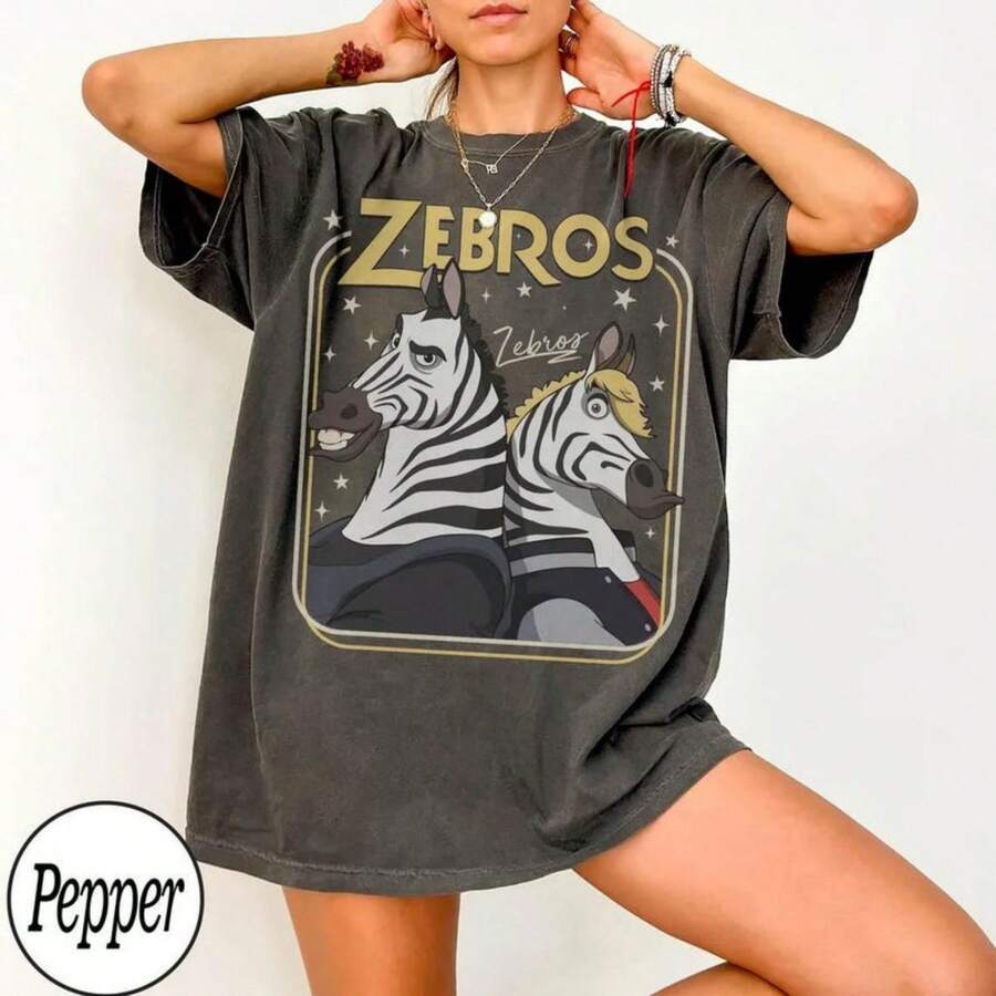Disy Zebos Horse Signatures Zoopia T-Shirt, Retro Zootropolis Disy Tee, WDW Di - 黑色 - 查看 1
