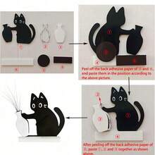 1pc Cat Whisker Hair Collector (Self-Assembly Required), Black Cat Vase Fridge Magnet, Acrylic Cat Push Bottle Magnetic Fridge Magnet, Cat Souvenir, Vase Can Hold Fresh Flowers, Multifunctional, Fun And Interesting Small Gift For Friends. - one-size - View 3
