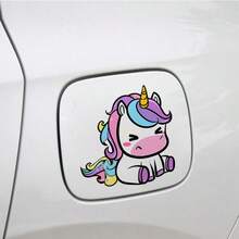 2D Flat Unicorn Pattern Car Sticker Durable Vinyl Stickers - Perfect For Cars, Laptops, And Windows | Self-Adhesive Holiday Bumper Decals, Cute Car Decorations Car Fuel Tank Caps Sticker - A - View 9