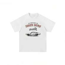 1 Piece PODS Women's High Crew Neck Cotton T-Shirt With N Print, Men's Short Sleeve T-Shirt, 180g, 100% Cotton - 白色 3 - 查看 1