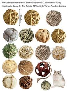 Happy Little Pet Piece Hand-Woven Rattan Ball Chew Toy, Suitable For Rabbits And Hamsters To Chew, Suitable For Small Pets To Chew, Grind Teeth And Relieve Boredom, Birthday Gift, Valentine's Day Small Animal Gift, Random Color - View 7