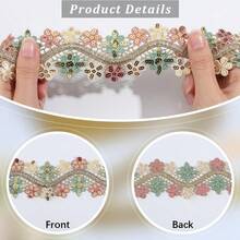 1碼亮片刺繡蕾絲飾邊，適用於服裝、包包、帽子和家居裝飾 - 多色 - 查看 2