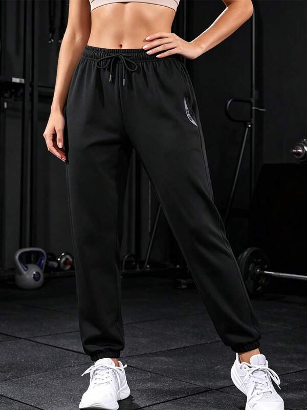 Women's Casual Drawstring Sports Pants, Elastic Waistband Design, Suitable For Spring And Autumn Wear. Perfect For Daily Outfit, Jogging, Fitness, Sports And Hiking.