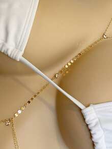 1pc Fashion Sexy Rhinestone Beach Bikini Halter Neck Waist Chain Body Chain, Suitable For Party, Gathering, Summer Beach Vacation, Daily Accessory, Holiday Gift - Gold - View 6