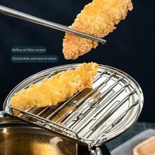 Piorlado Deep Frying Pan,Japanese Style Tempura Fryer Pot,Mini Deep Fry Pan With Drainer,Non-Stick Coating Frying Pan With Thermometer,Lid And Oil Drip Drainer Rack For Kitchen Cooking - View 6
