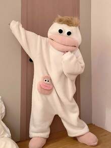 2件/1件/5款：白色、紫色、黃色、綠色連身褲，高級Cosplay居家服，中性連身褲套裝，卡通大嘴怪獸可愛趣味加厚珊瑚絨居家服，情侶睡衣，卡通睡衣 - 彩色 - 查看 6