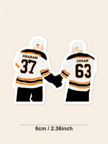 1pc Graham & Logan Hockey Sticker, BookTok Inspired Campus Sticker, Suitable For Kindle Paperwhite, Cute Fictional Novel Male Lead Sticker, Gift For Romance Novel Readers - Multicolor - View 2