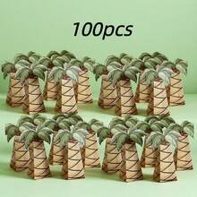 1-80pcs 10.5x5x14cm Middle Eastern Pyramid Gift Box - Green Foil Palm Design, Reusable For Candy, Chocolate, Incense, Ramadan Eid & Arabian Nights Party Favors - View 11