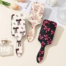 1pc Colorful Pink & Black Bow Print Air Cushion Hair Brush, High Crown Volumizing Detangling Air Cushion Comb, Anti-Static Scalp Massage Brush, Portable Home Hair Care Styling Comb, Sweet & Cool Style - Multicolor - View 5