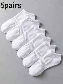 6 Pairs White Thin Casual Socks, Breathable & Comfortable For Summer, Unisex For Daily, Home, Travel & Business Wear - White - View 7