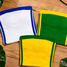 Cropped Brazil Bandeau Top For Women | Ribbed Strapless Top | Brazil Flag Top | Outfit For The São João Festival At The World Cup - 黃色 - 查看 2