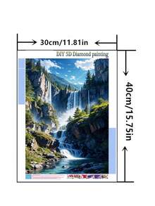 1pc DIY Diamond Painting Sticker Embroidery Landscape Flowing Water Waterfall Home Decor Full Drill 30*40cm/40x50cm - Sets - View 10