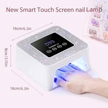 New Smart High-Power Nail Lamp Nail Dryer, Touch Screen, 21 LED UV Dual Beads, 4 Timers, Smart Sensor, Large Display, AB Rhinestone Decor, USB Cable, 2 Color Options,For Home, Salon Gift - White - View 6