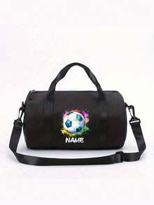 1pc Mini Customized Dance Bag, Perfect For Back To School Season. Cylindrical Design With Unique Splatter Blue And Green Soccer Print. Can Be Printed With Your Name. This Dance Bag/Sports Bag/Latin Dance Bag Is Suitable For Outdoor Travel And Gym. It Can Be Used As A Shoulder Bag Or Travel Bag, Perfect For Daily Use, And Also As A Gift For Friends And Family. - Multicolor - View 11