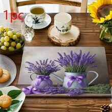 1/2/4/6/8入長方形餐墊，藍色繡球花與水彩睡蓮印花，100%聚酯纖維材質，尺寸18"*12" / 45*30cm，防水防污耐熱可機洗，適合居家用餐、餐廳與民宿，四季皆宜 - 彩色 - 查看 21