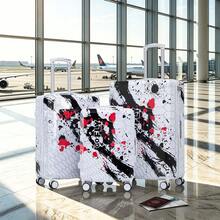 MERAX 20"/24"/28" 3 Pcs/Set In PC Spinner Wheel Luggage, Carry On Suitcase, With Printed Pattern And Combination Lock (Black) - Black(20"/24"/28") - View 4