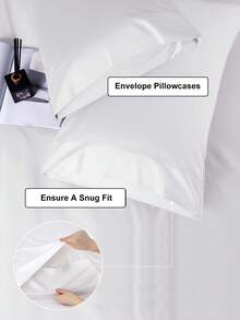 HONEYMOON 100% 竹纖維黏膠被套組，涼感床上用品，適合怕熱睡眠者，PureWoven 奢華絲滑柔軟，畢業/返校禮物，大學宿舍/公寓必需品，適用於房間居家臥室裝飾、宿舍裝飾，白色 - 白色 - 查看 6