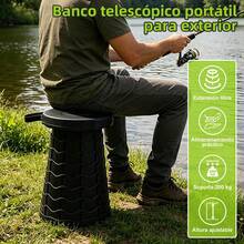 Taburete plegable extensible para exteriores, taburete plegable de viaje, taburete portátil para cambiarse de zapatos, taburete de camping de mano, taburete extensible arcoíris - Negro - Ver 2