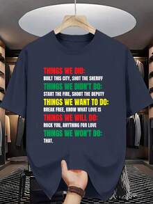 Nueva camiseta casual versátil y elegante de manga corta% algodón con estampado - Camiseta para hombre con estampado de frases divertidas - Cosas que hemos hecho/pondremos en marcha/no queremos hacer - Camiseta casual de cuello redondo de color azul real, adecuada para uso diario, fiestas y salidas - Unisex. - Negro - Ver 7