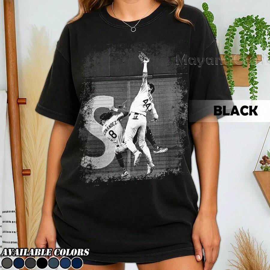 Retro 90's Co Mfort Colors Andy Pages Ki Ke Hernandez T-Shirt, Outfield Catch Baseball Graphic T-Shirt, Gift For Women And Man - 黑色 - 查看 1