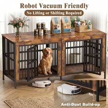 78.7" Dog Crate TV Stand For 85 Inch TV, Furniture Style Double Dog Kennel, 0.4" Thick Rods Anti Chew Pet Cage For Large Medium Dogs - Brown - View 4