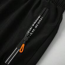 3pcs/Set Men's Black 2 In 1 Sports Pants With Zipper Pockets, Reflective Strips, Drawstring Waist, Fitness Running Training Pants - Multicolor - View 11