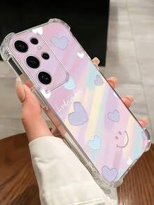 彩虹愛心圖案透明防震凸緣螢幕設計手機殼，相容 Pixel 9 Pro XL、Smart 8、Hot 40i、Spark 20、Spark 20C、Spark Go、G84、Honor X9b、Ace 3V、S26、S25、S24 Ultra、S24 Plus、S24 FE、S23、S22、S21、S20、A73、A72、A70、A55、A54、A53、A52、A50、A30、A42、A35、A34、A33、A25、A24、A20、A15、A56、A57、A16、A17、A07 - 無色 - 查看 2